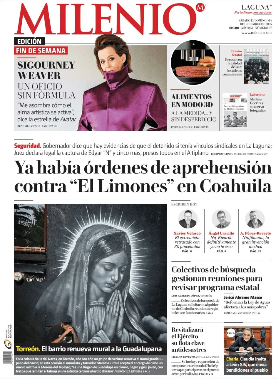 Portada de Milenio Laguna del sábado, 13 de diciembre de 2025