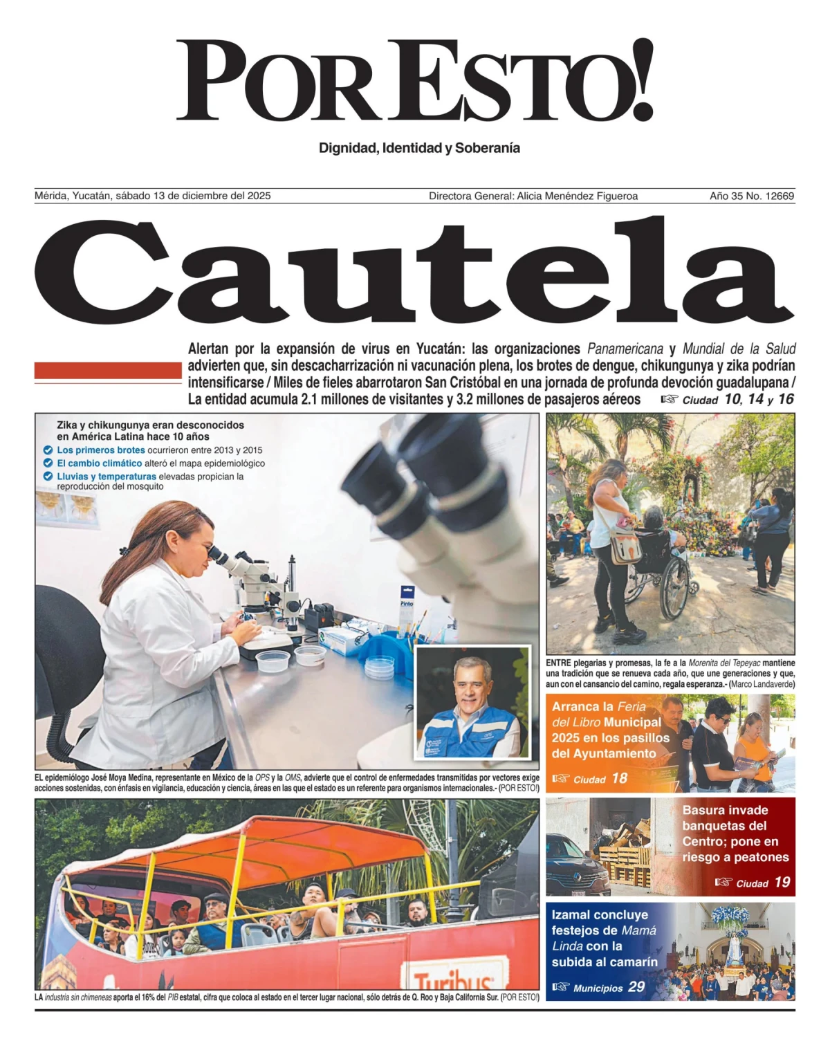 Portada de Por Esto (merida, Yucatan) del sábado, 13 de diciembre de 2025