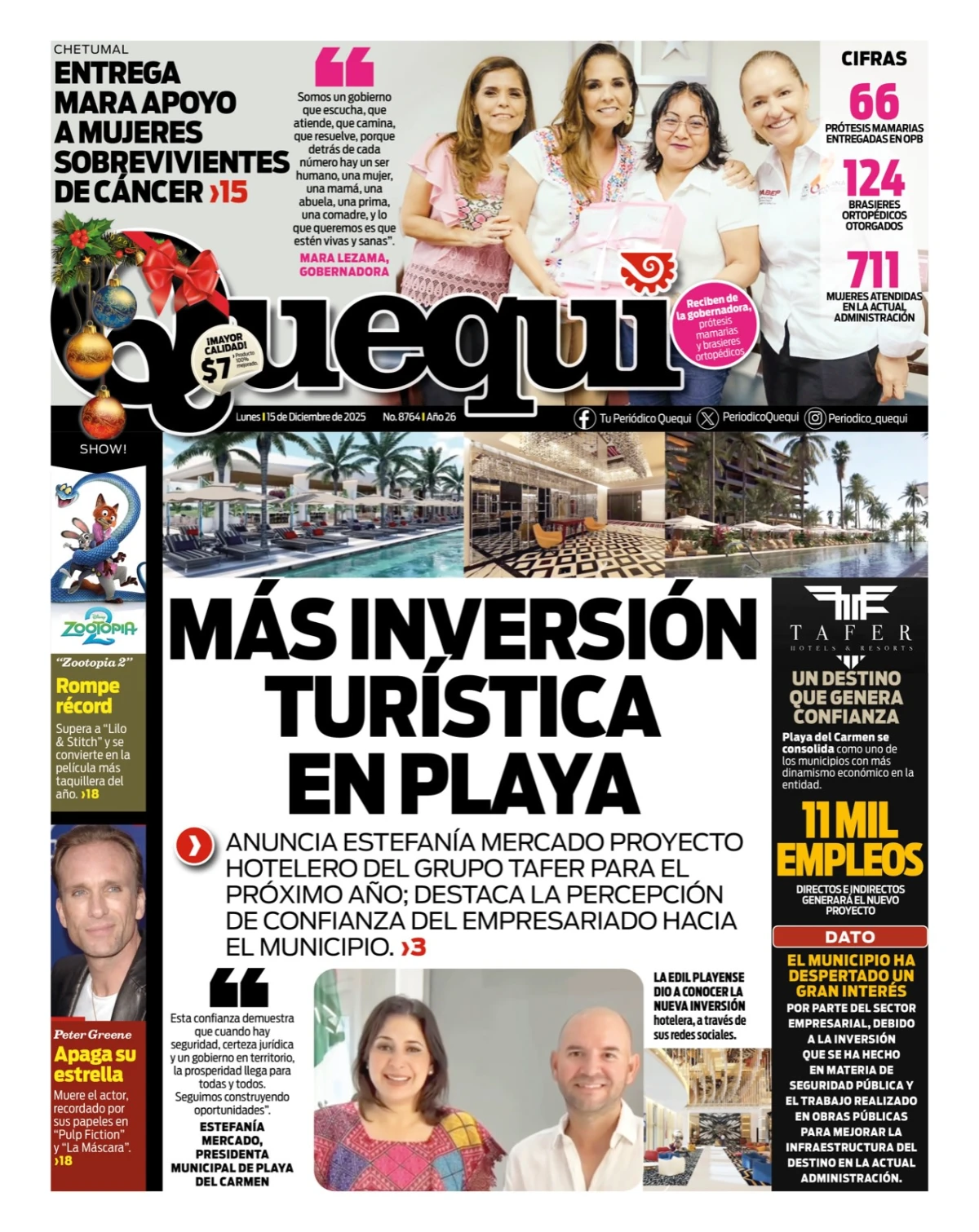 Portada de Quequi del lunes, 15 de diciembre de 2025
