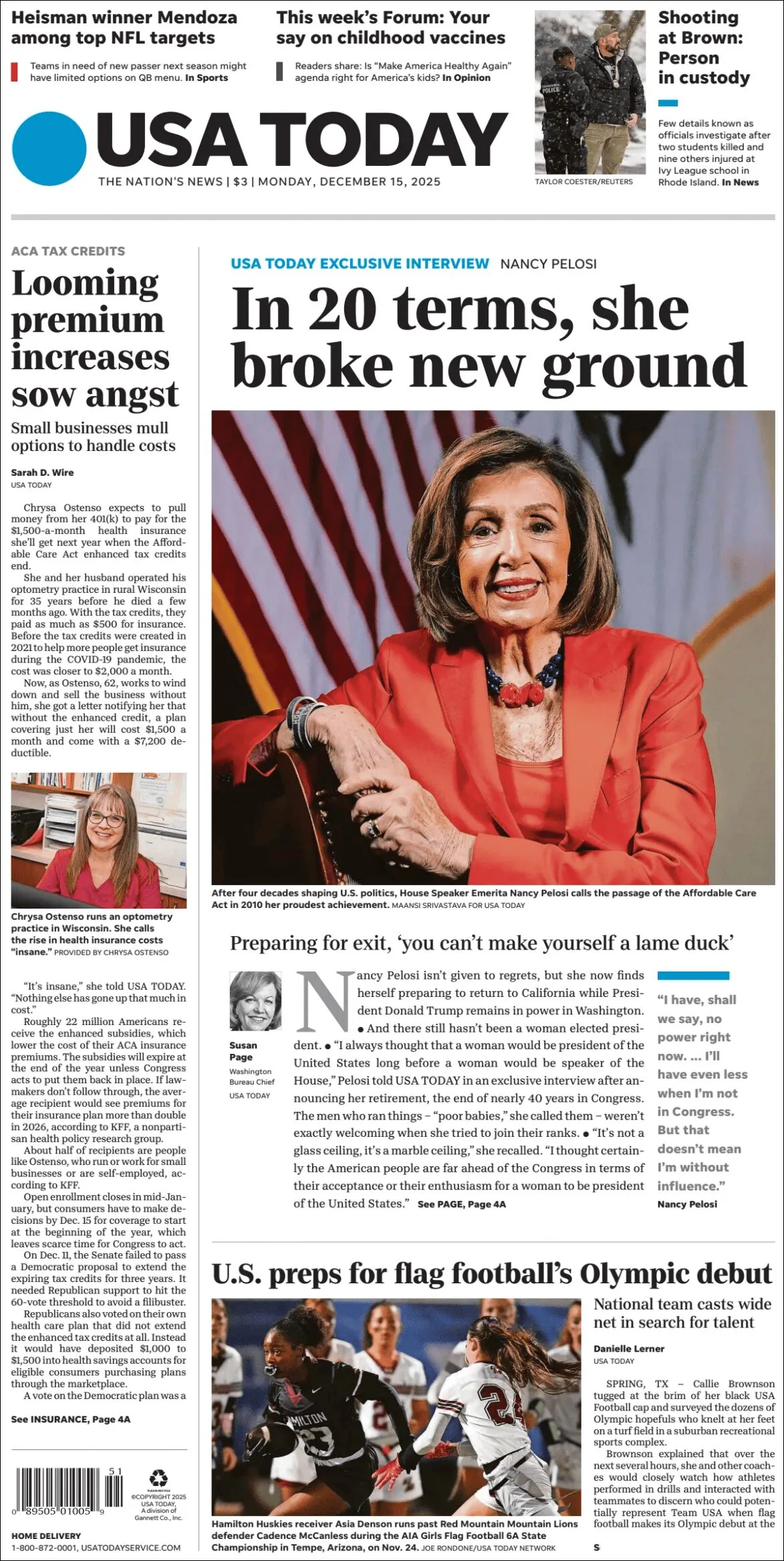Portada de Usa Today