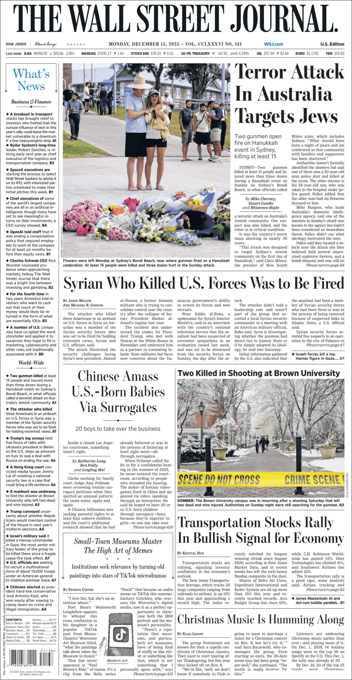 Portada de The Wall Street Journal