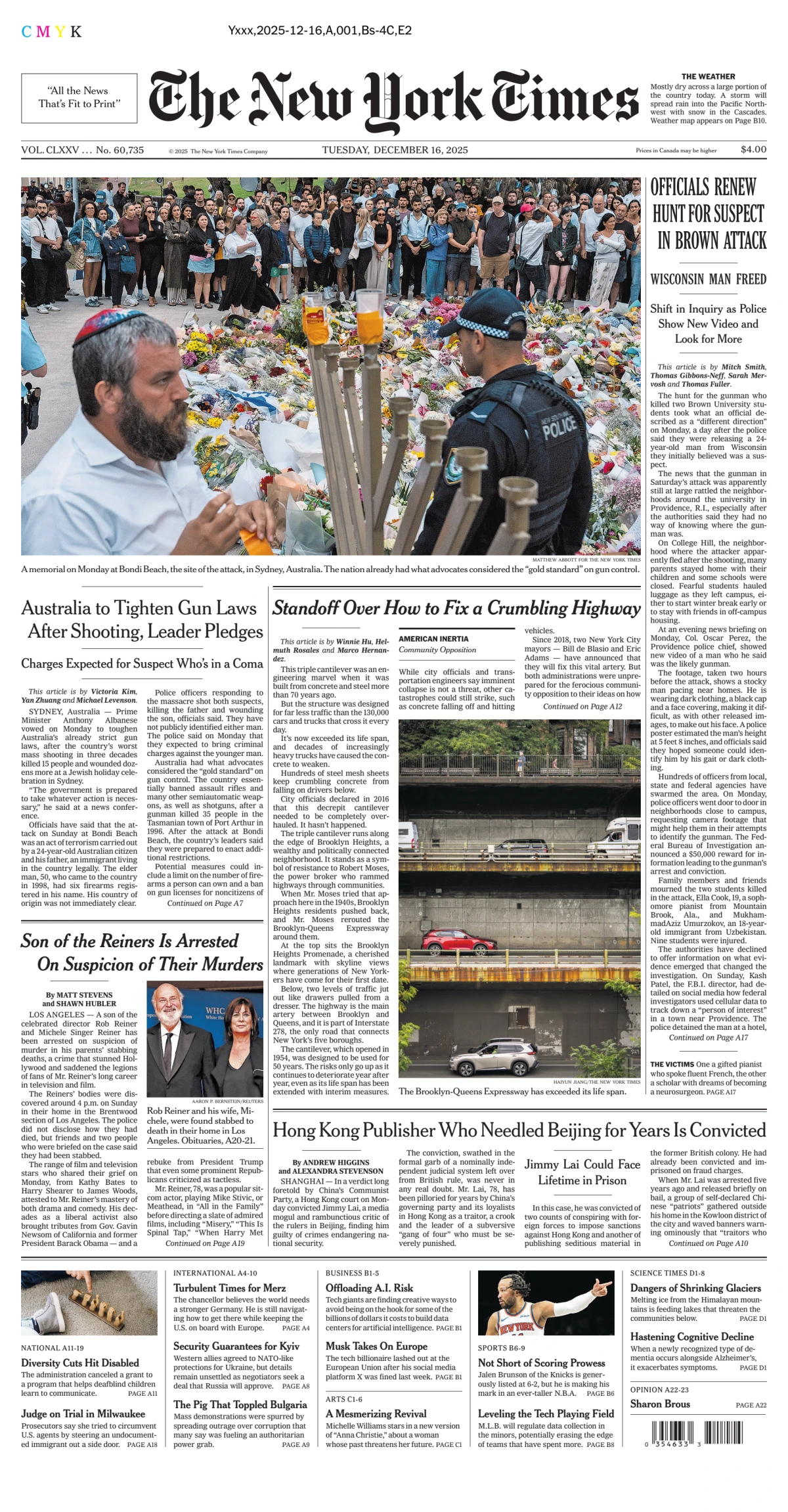 Portada de The New York Times (national) del martes, 16 de diciembre de 2025