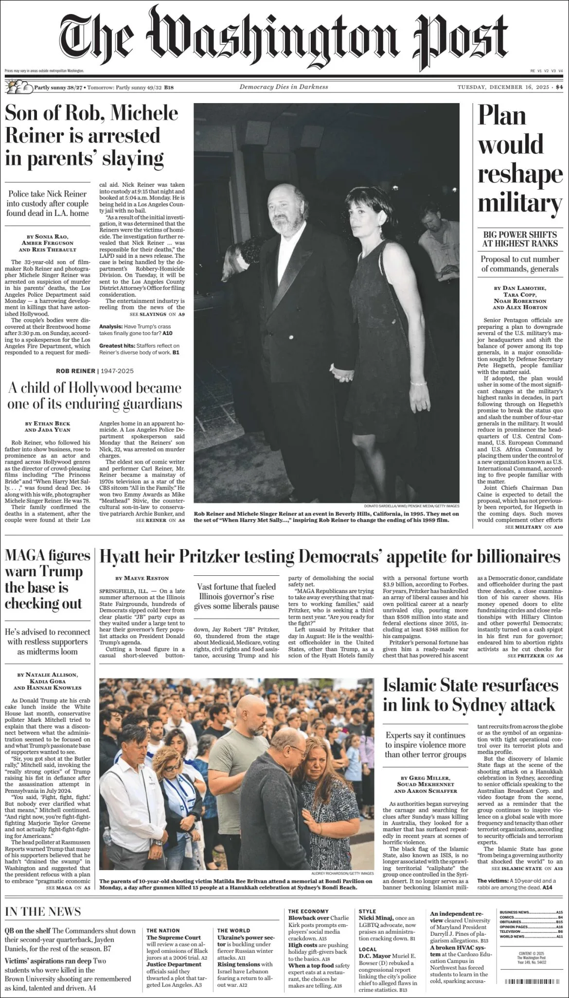 Portada de The Washington Post del martes, 16 de diciembre de 2025