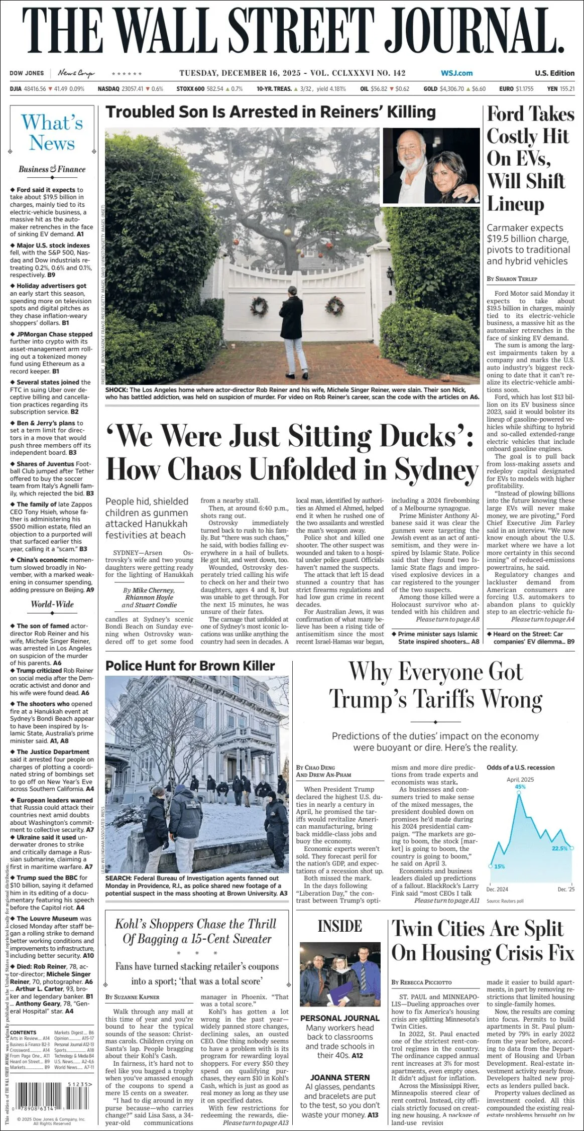 Portada de The Wall Street Journal del martes, 16 de diciembre de 2025