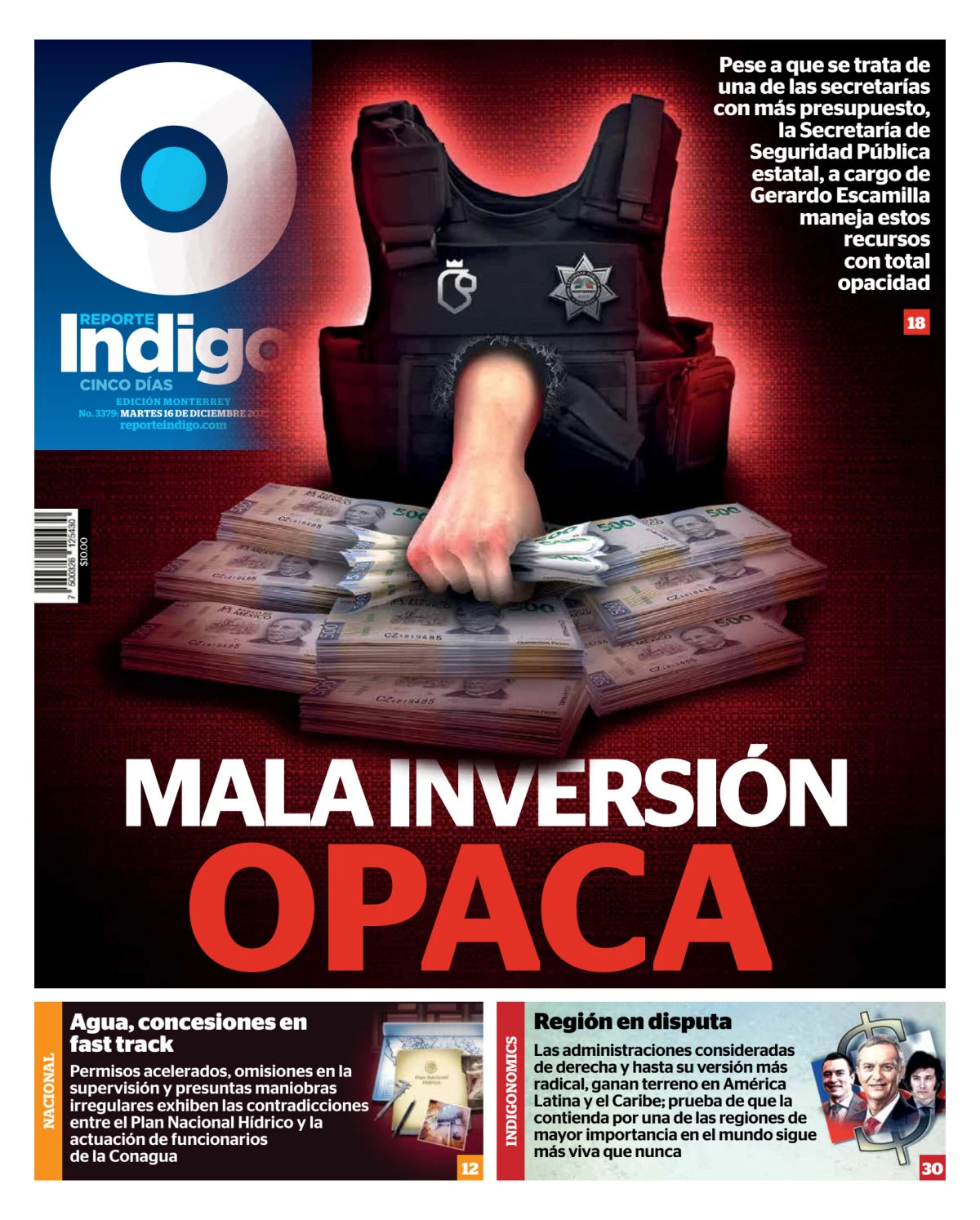 Portada de Reporte Indigo Monterrey del martes, 16 de diciembre de 2025