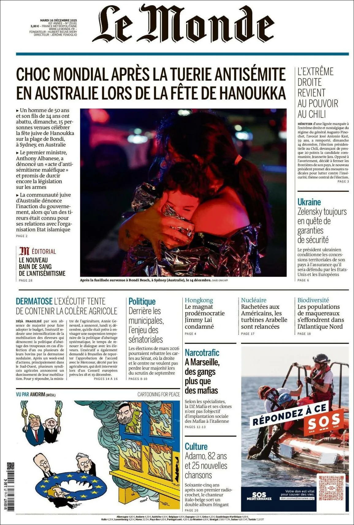 Portada de Le Monde del martes, 16 de diciembre de 2025