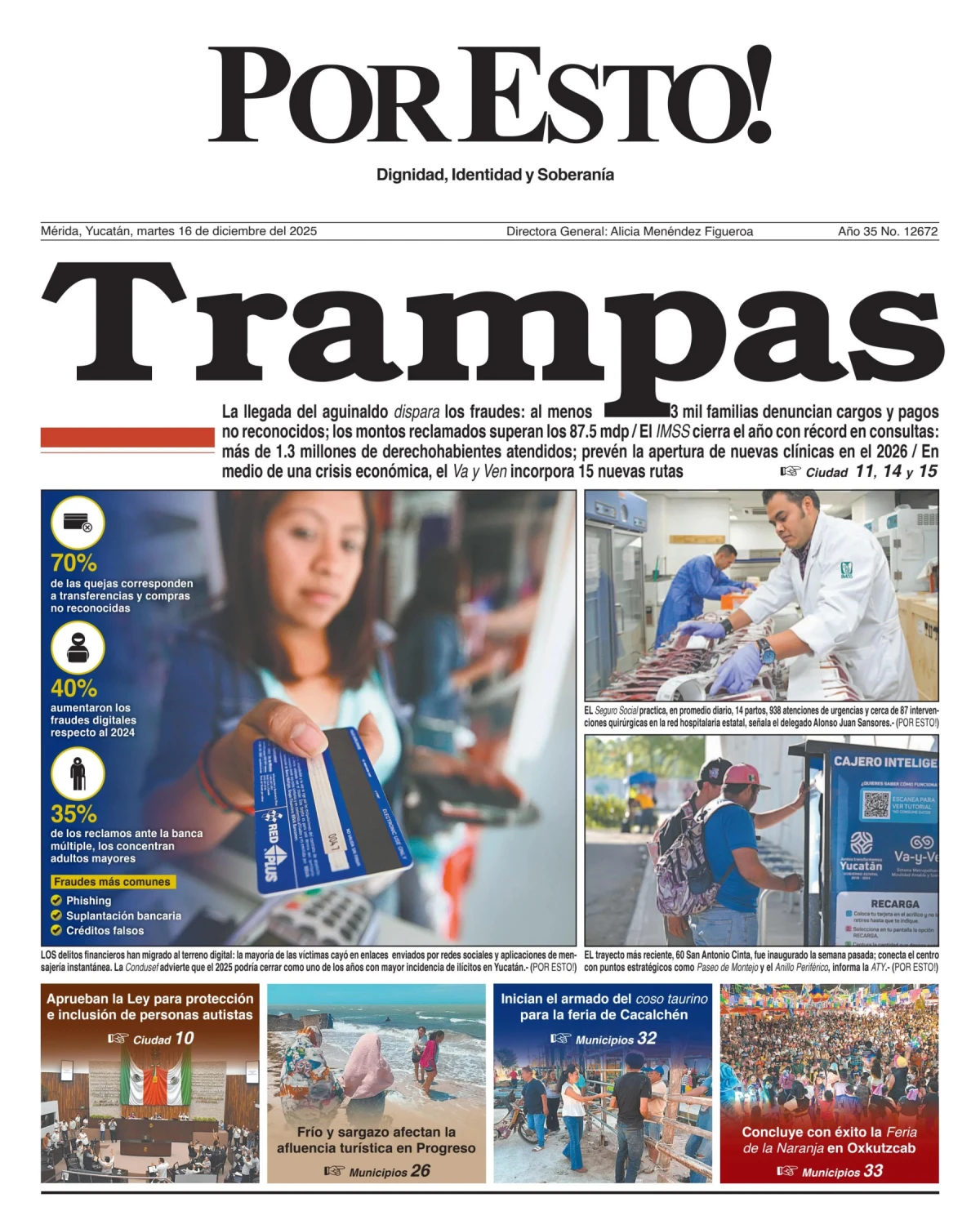 Portada de Por Esto (merida, Yucatan) del martes, 16 de diciembre de 2025