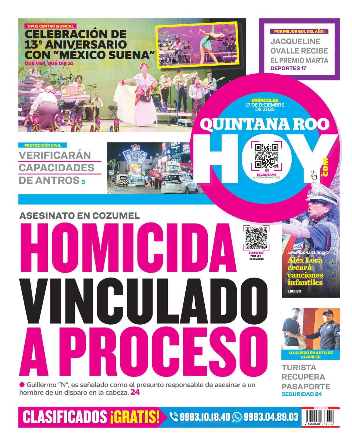 Portada de Quintana Roo Hoy (contraportada)