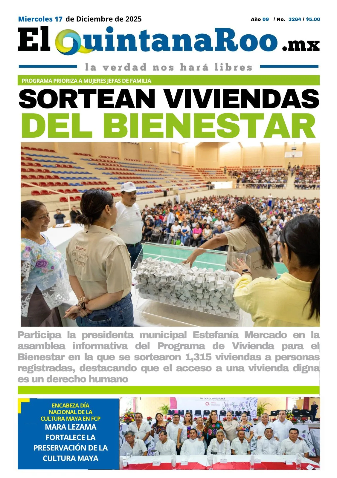Portada de El Quintana Roo (portada) del miércoles, 17 de diciembre de 2025