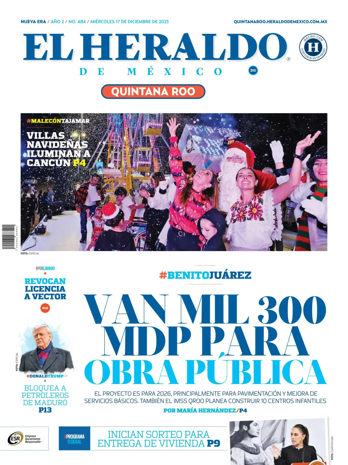 Portada de El Heraldo de Mexico - Quintana Roo