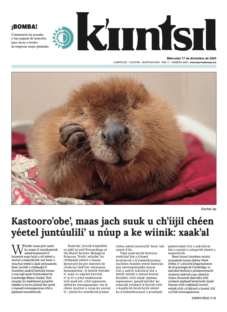 Portada de La Jornada - Kiintsil del miércoles, 17 de diciembre de 2025
