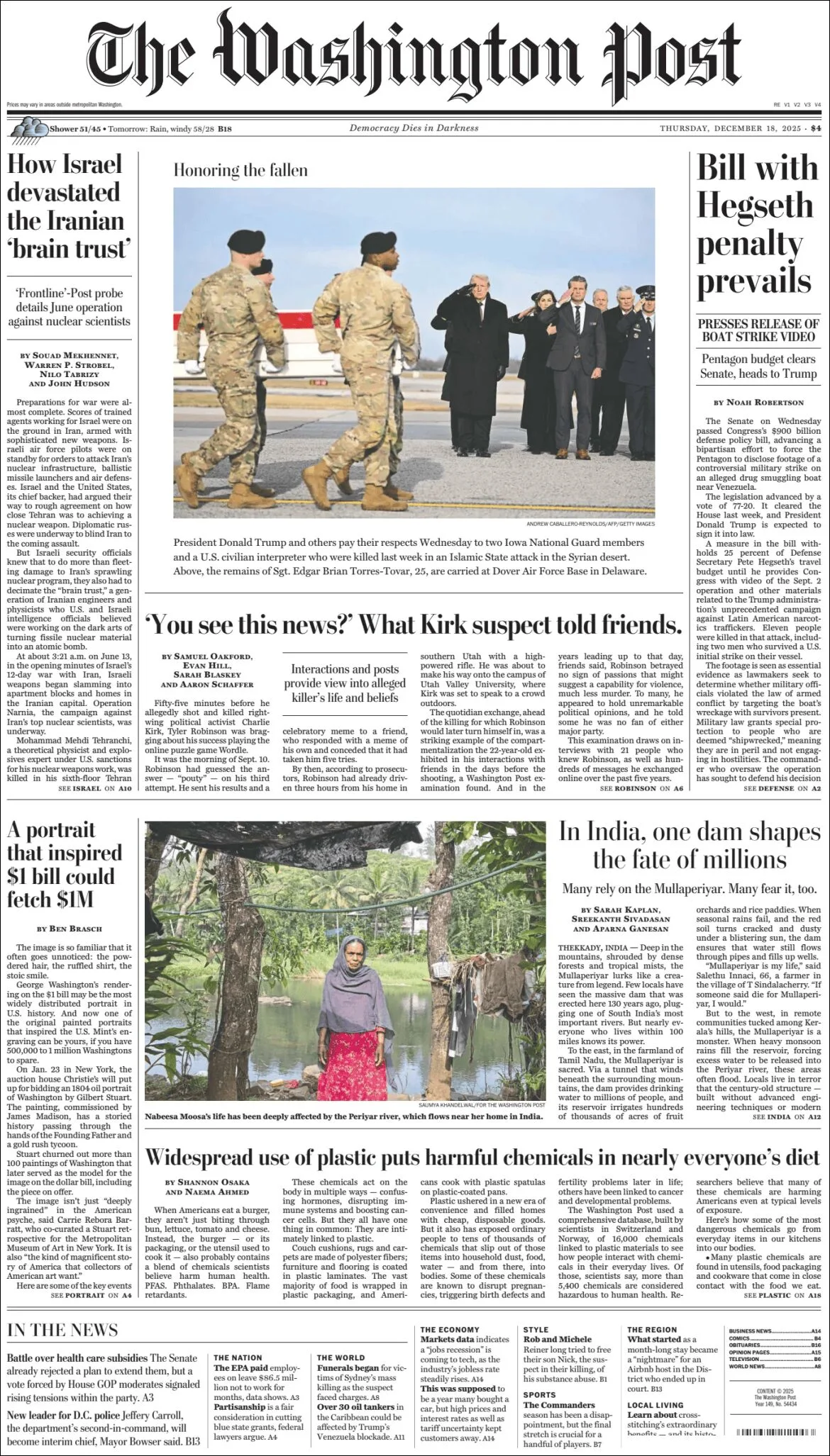 Portada de The Washington Post del jueves, 18 de diciembre de 2025