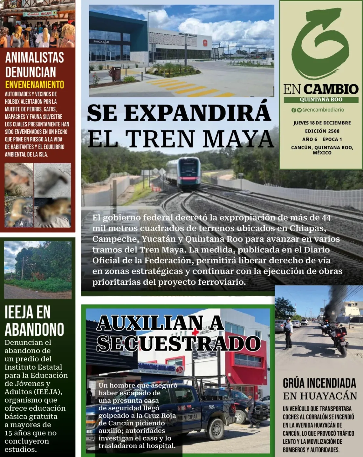 Portada de En Cambio - Quintana Roo (contraportada) del jueves, 18 de diciembre de 2025
