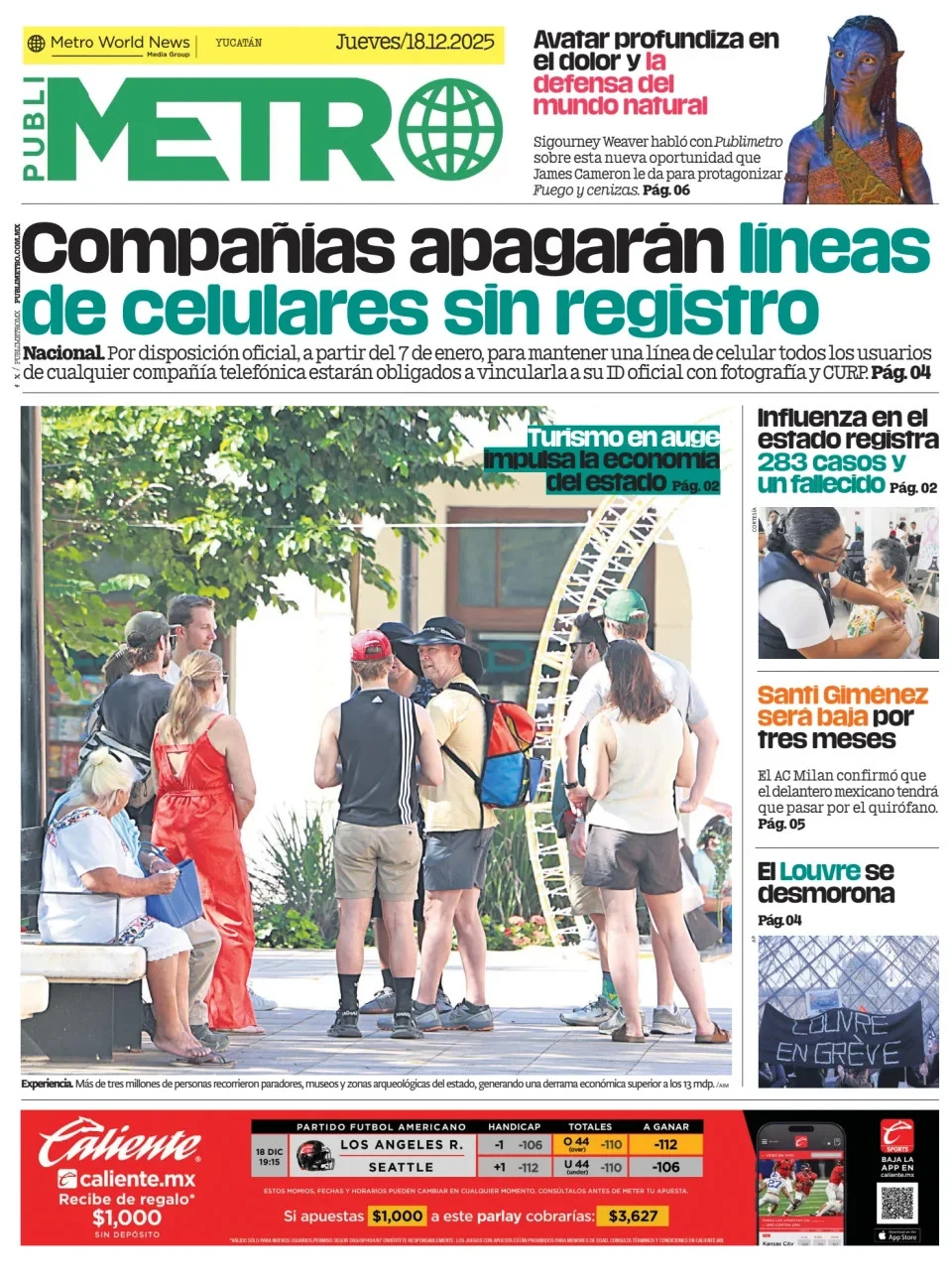 Portada de Publimetro Merida del jueves, 18 de diciembre de 2025
