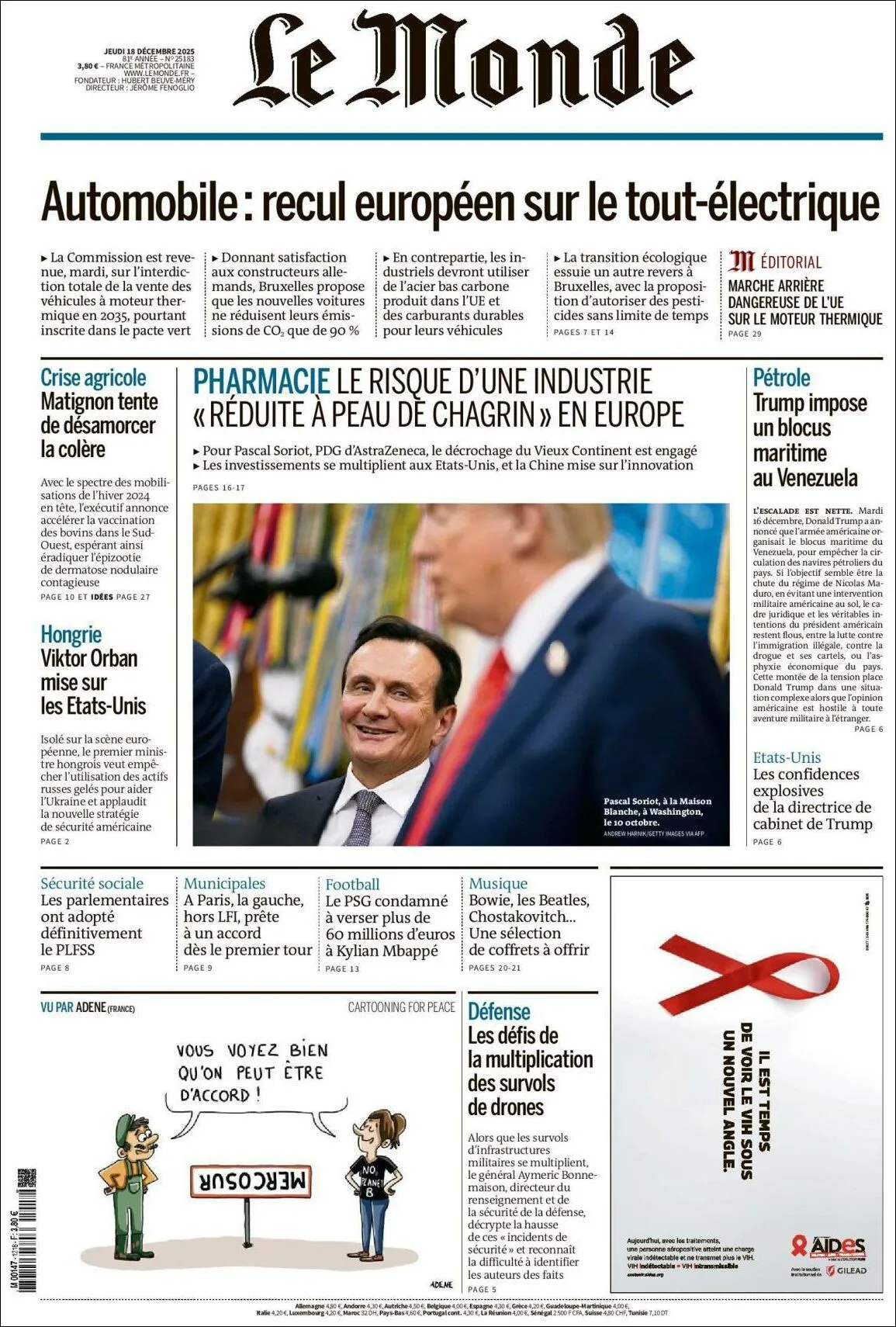 Portada de Le Monde del jueves, 18 de diciembre de 2025