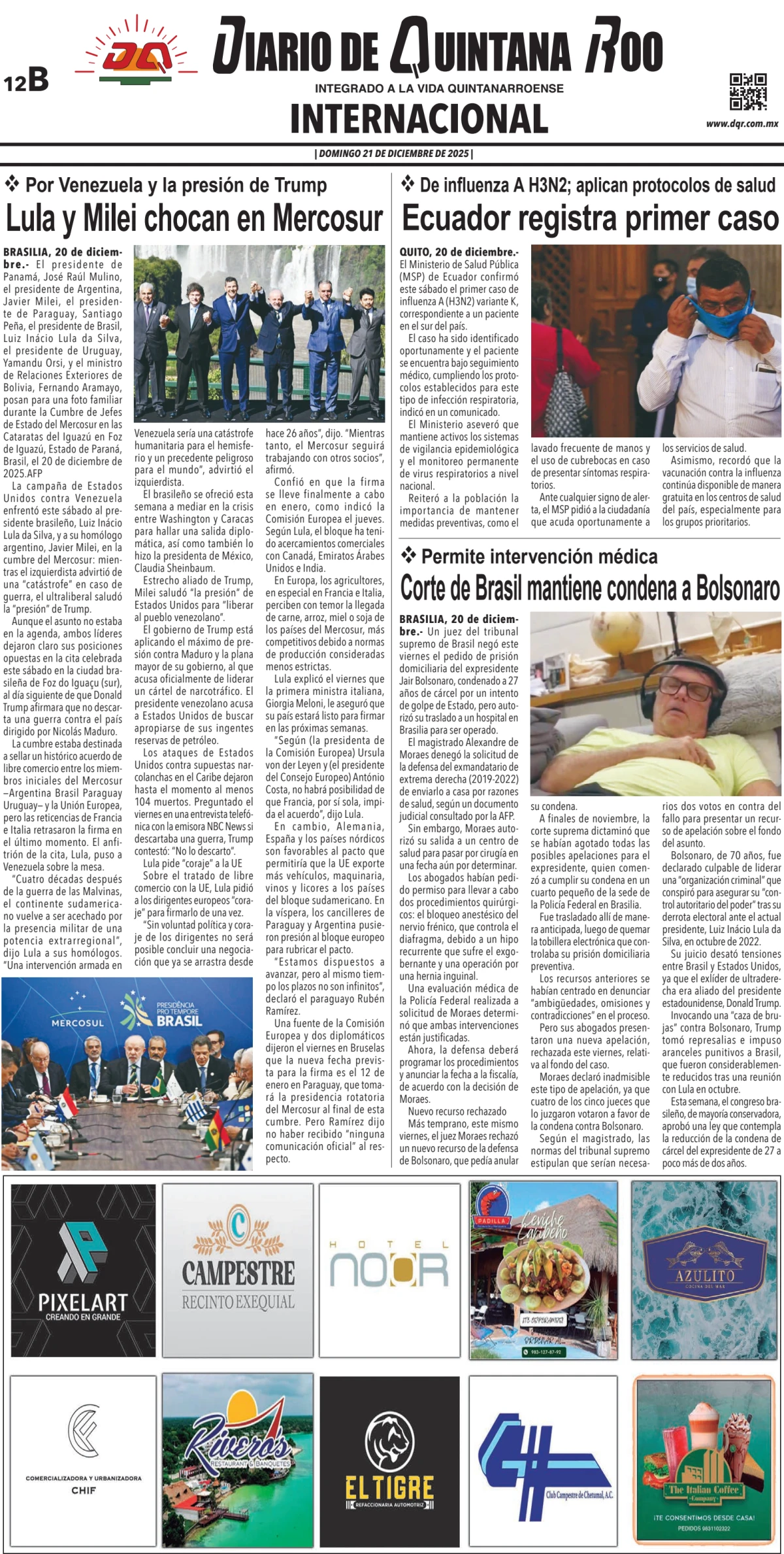 Portada de Diario de Quintana Roo (contra Portada)