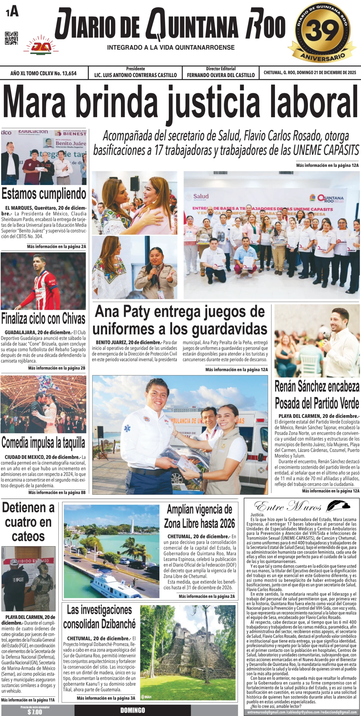 Portada de Diario de Quintana Roo (portada)
