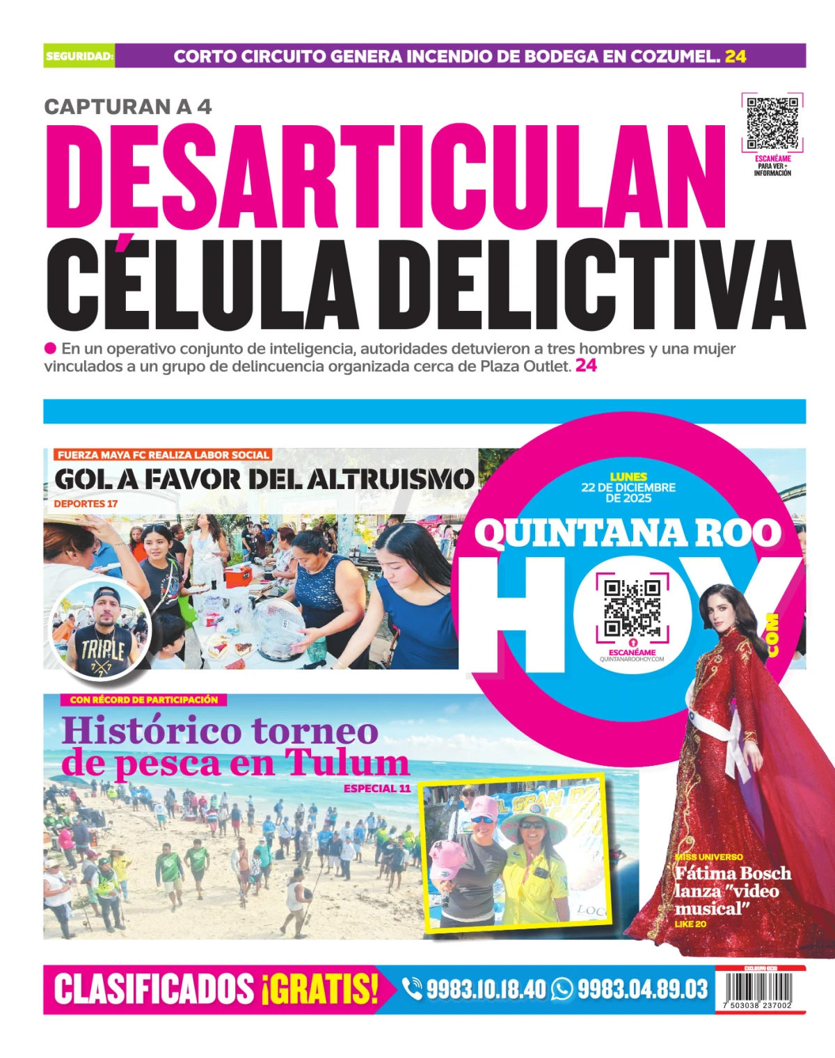 Portada de Quintana Roo Hoy (contraportada)