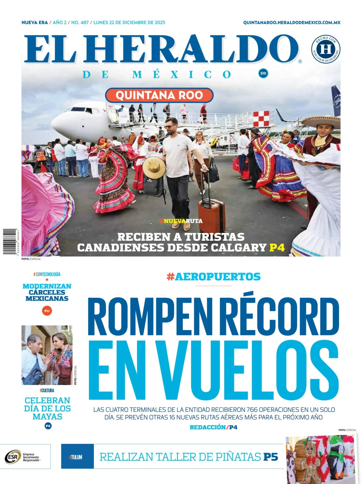 Portada de El Heraldo de Mexico - Quintana Roo