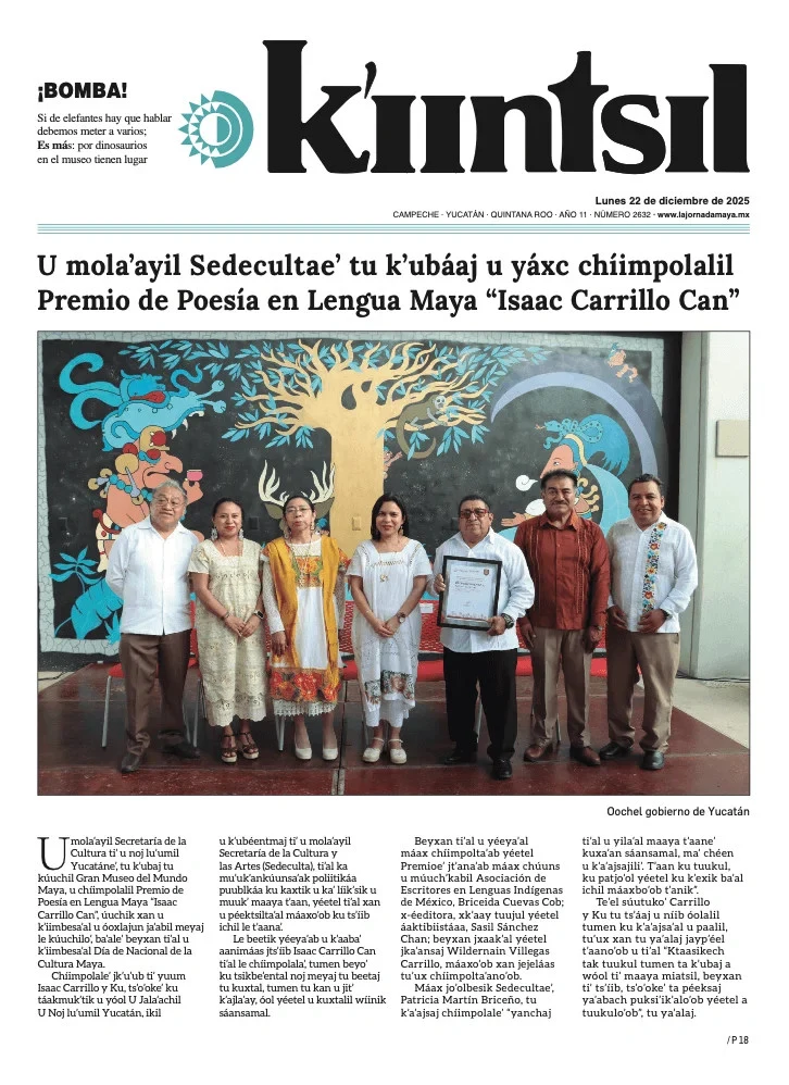 Portada de La Jornada - Kiintsil del lunes, 22 de diciembre de 2025