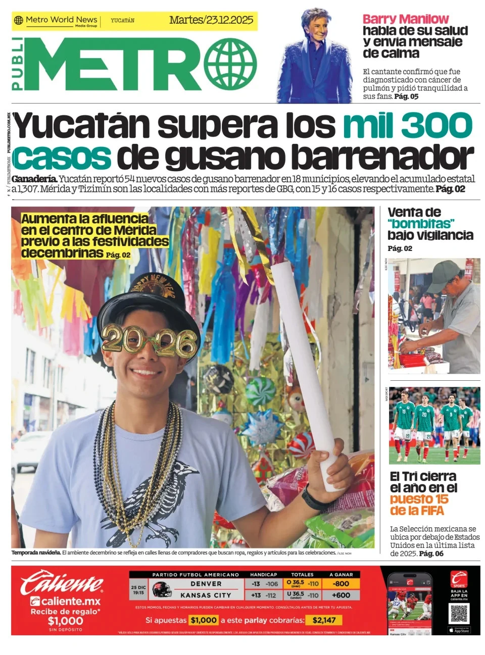 Portada de Publimetro Merida del martes, 23 de diciembre de 2025
