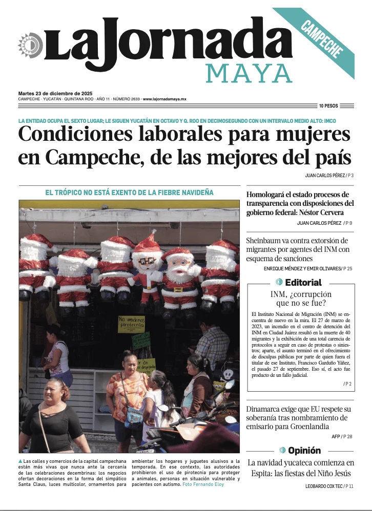 Portada de La Jornada Maya Campeche del martes, 23 de diciembre de 2025
