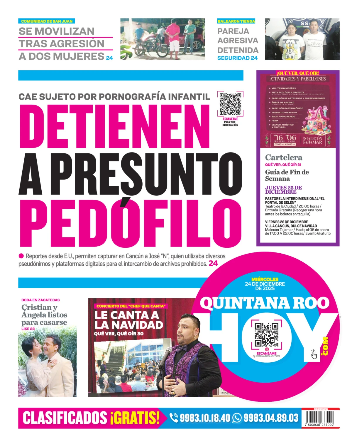 Portada de Quintana Roo Hoy (contraportada)