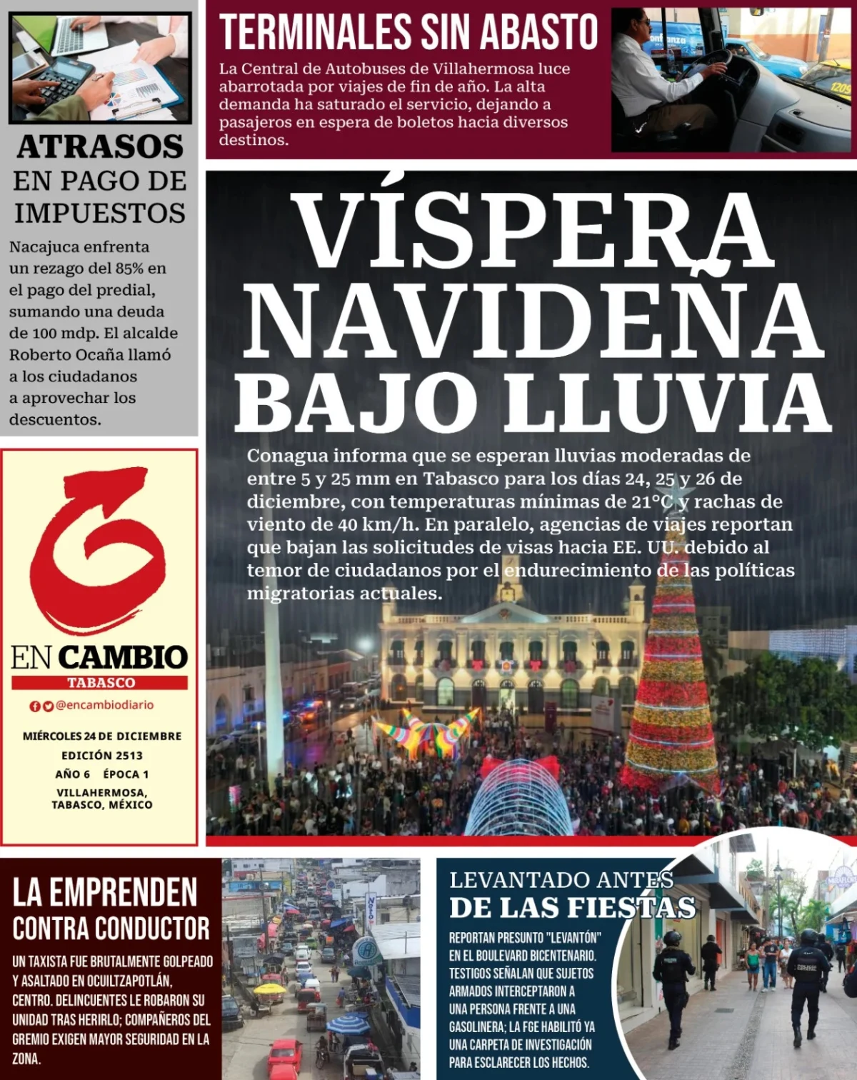 Portada de En Cambio - Tabasco (contraportada) del miércoles, 24 de diciembre de 2025