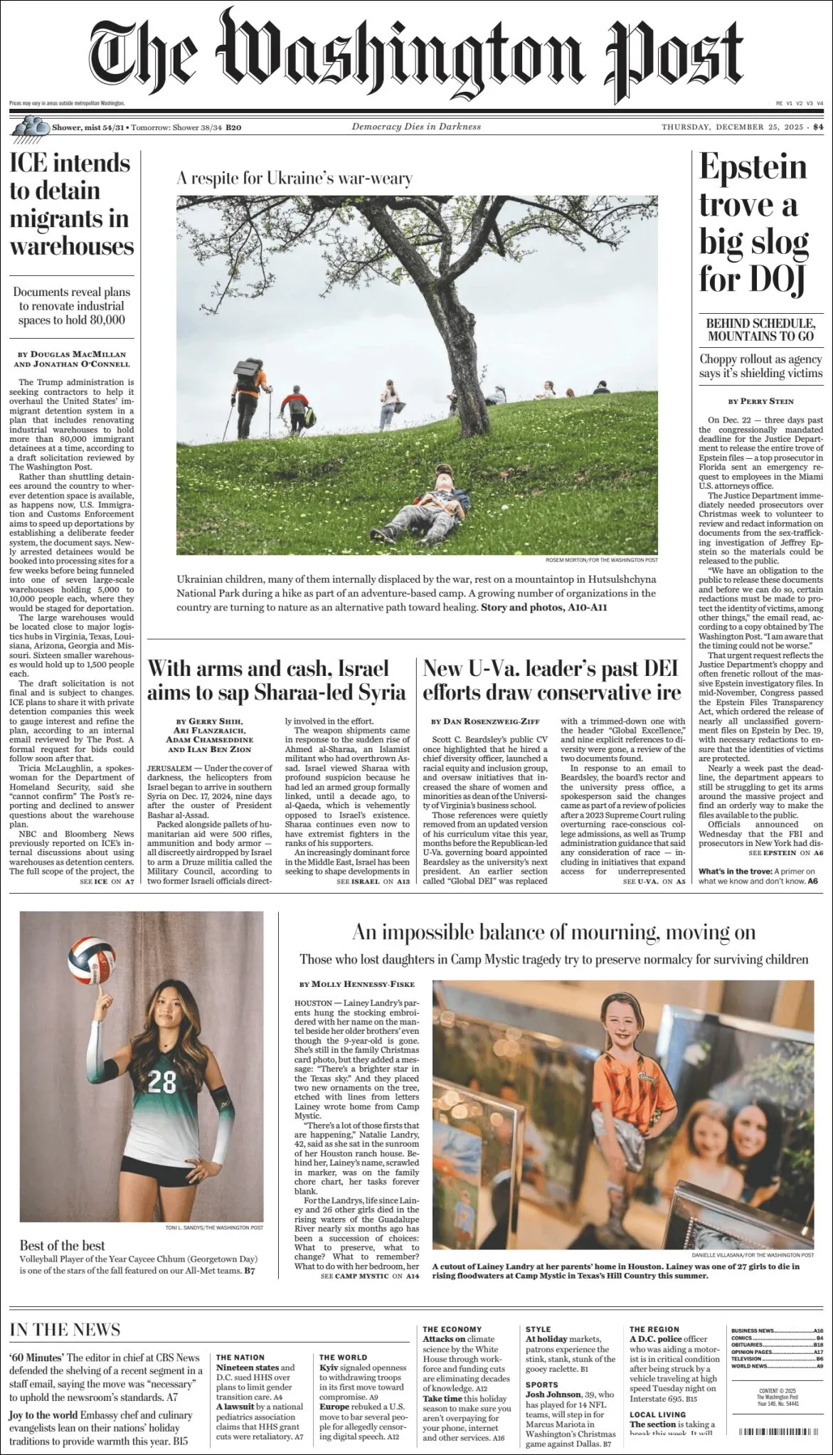 Portada de The Washington Post del jueves, 25 de diciembre de 2025