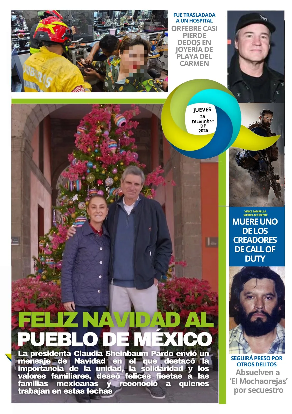 Portada de El Quintana Roo (contraportada) del jueves, 25 de diciembre de 2025