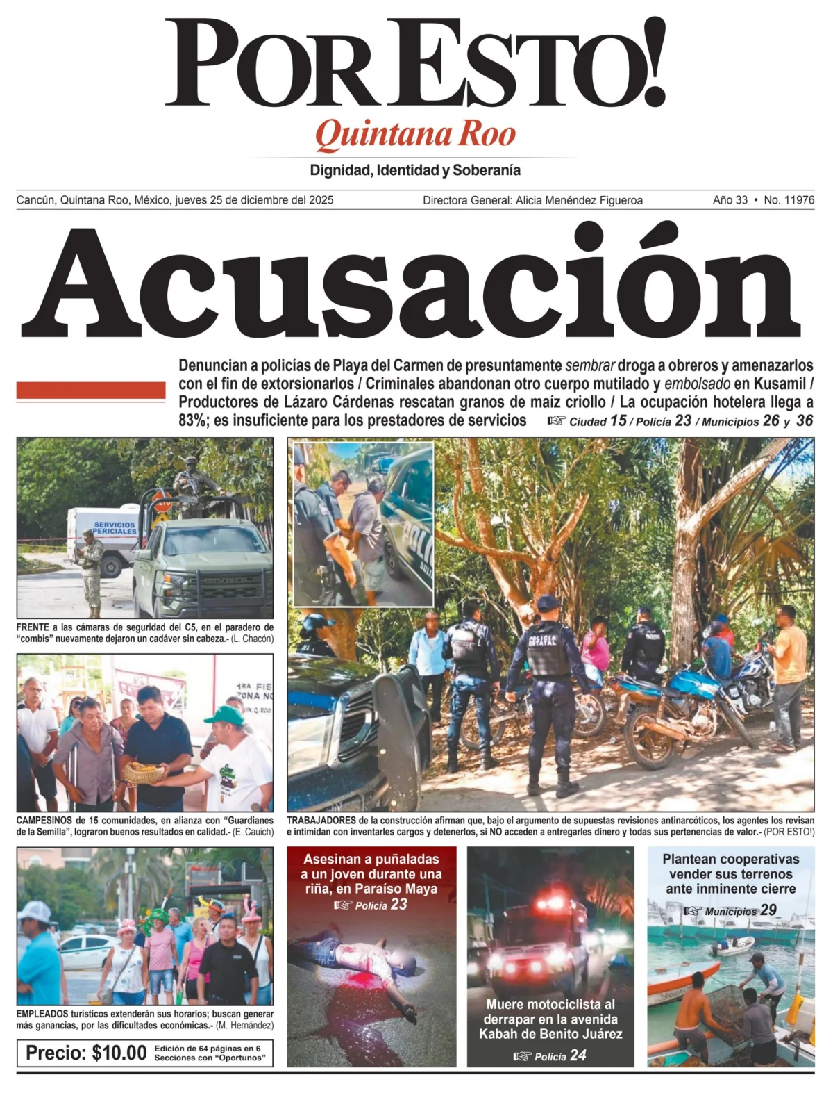 Portada de Por Esto (quintana Roo Cancun) del jueves, 25 de diciembre de 2025