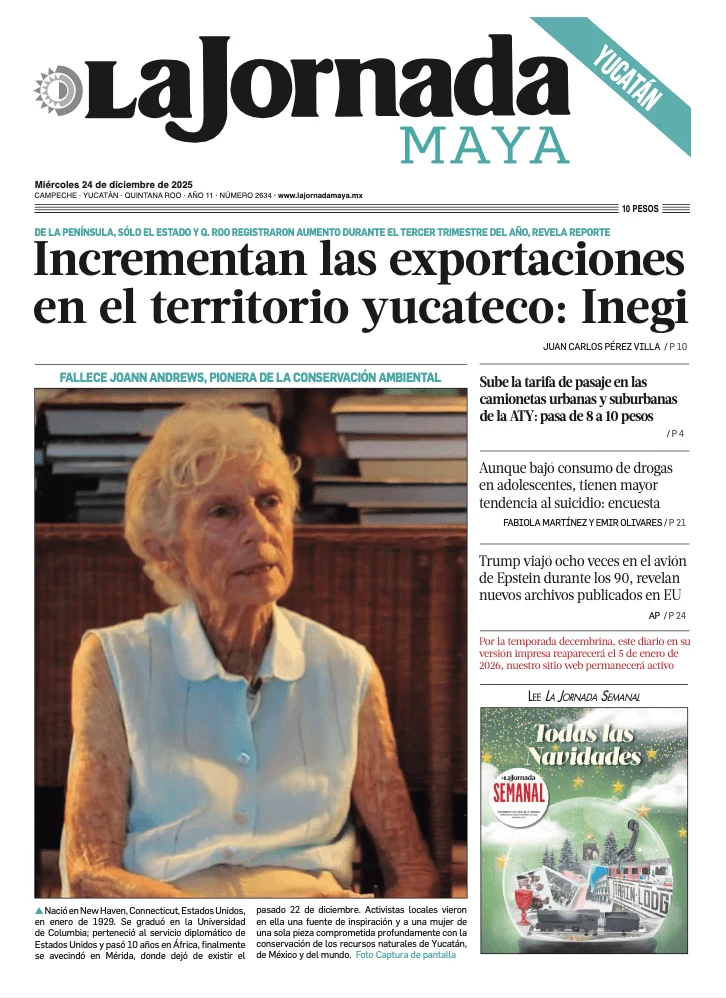 Portada de La Jornada Maya Yucatán del miércoles, 24 de diciembre de 2025