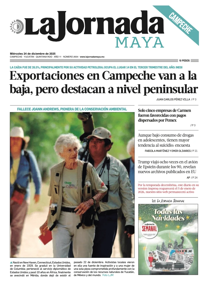 Portada de La Jornada Maya Campeche del miércoles, 24 de diciembre de 2025