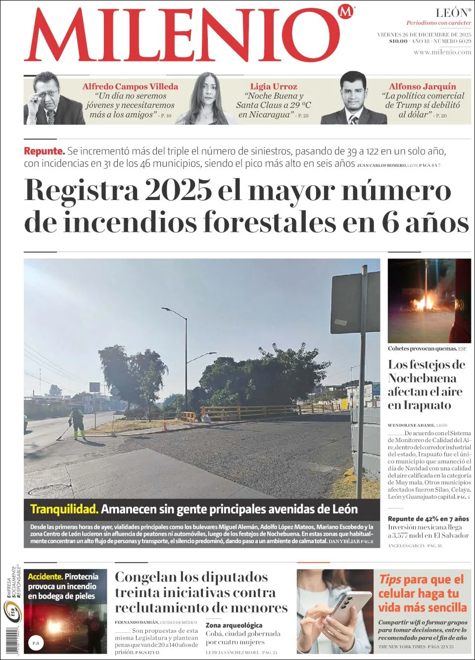 Portada de Milenio Leon del viernes, 26 de diciembre de 2025