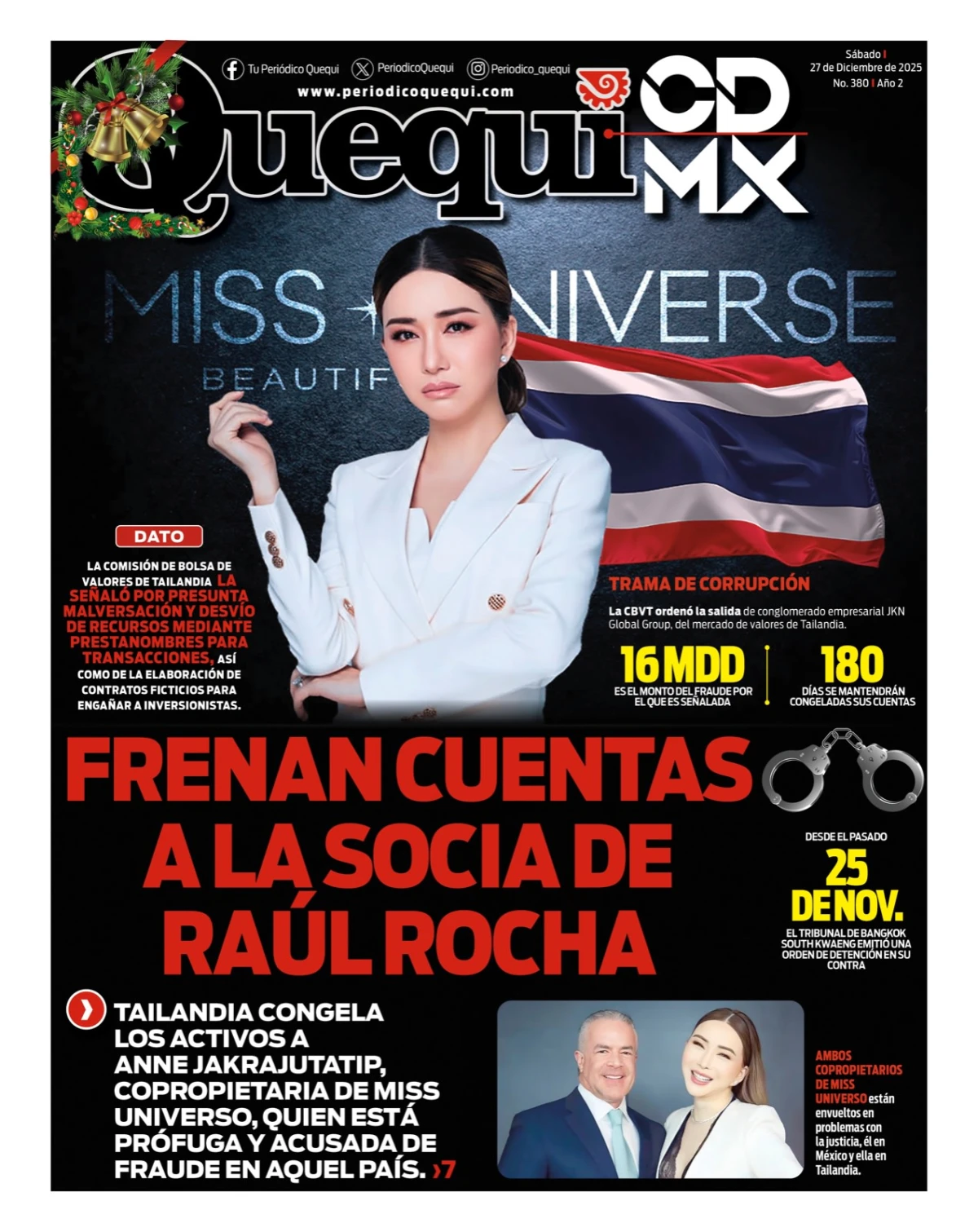 Portada de Quequi CDMX del sábado, 27 de diciembre de 2025