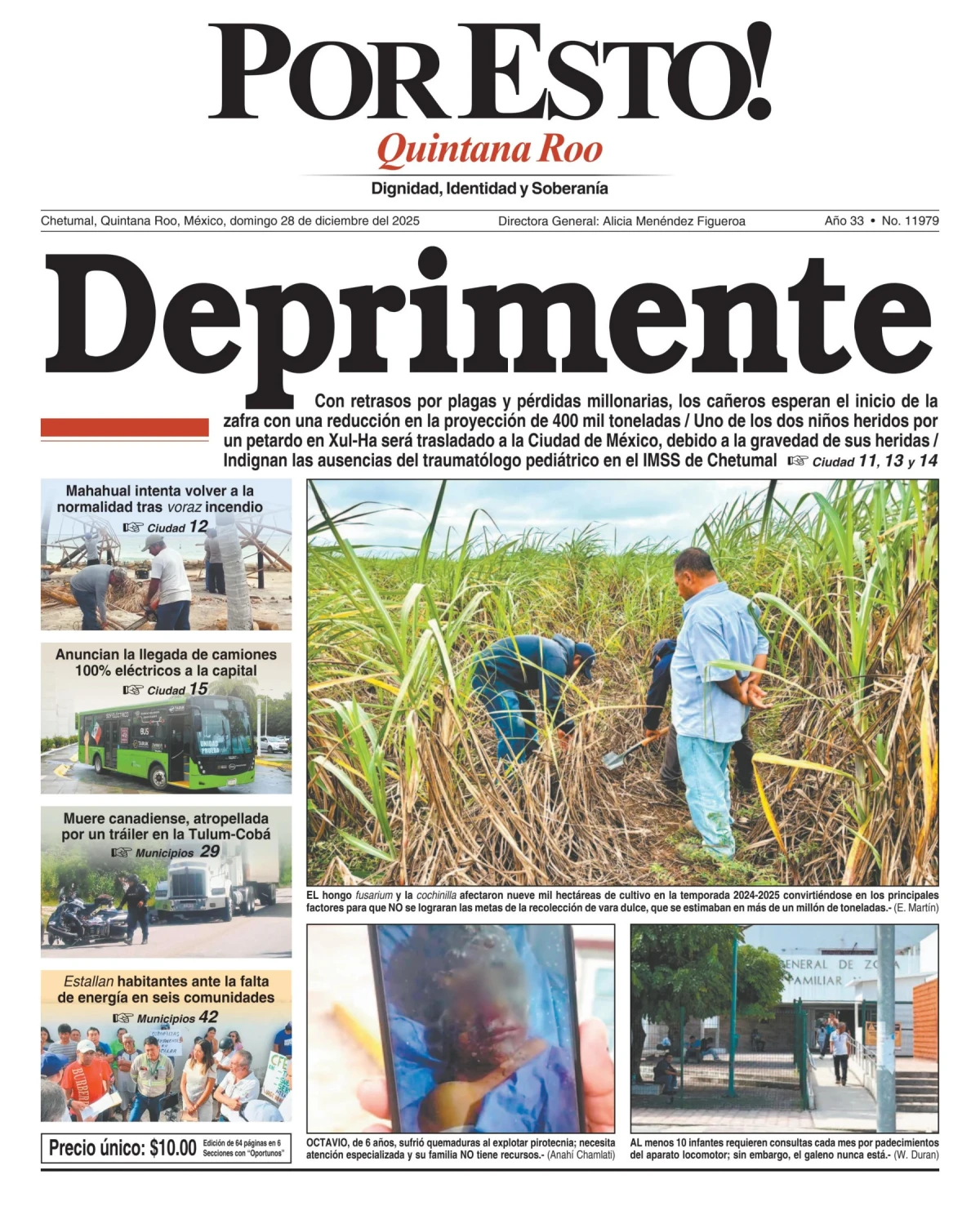 Portada de Por Esto (quintana Roo Chetumal) del domingo, 28 de diciembre de 2025