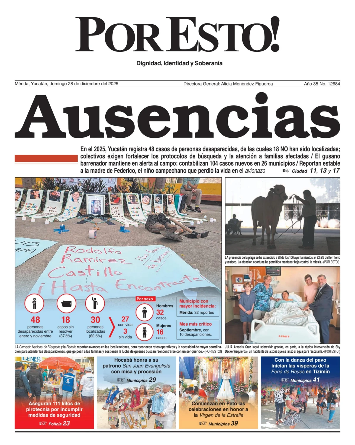 Portada de Por Esto (merida, Yucatan) del domingo, 28 de diciembre de 2025