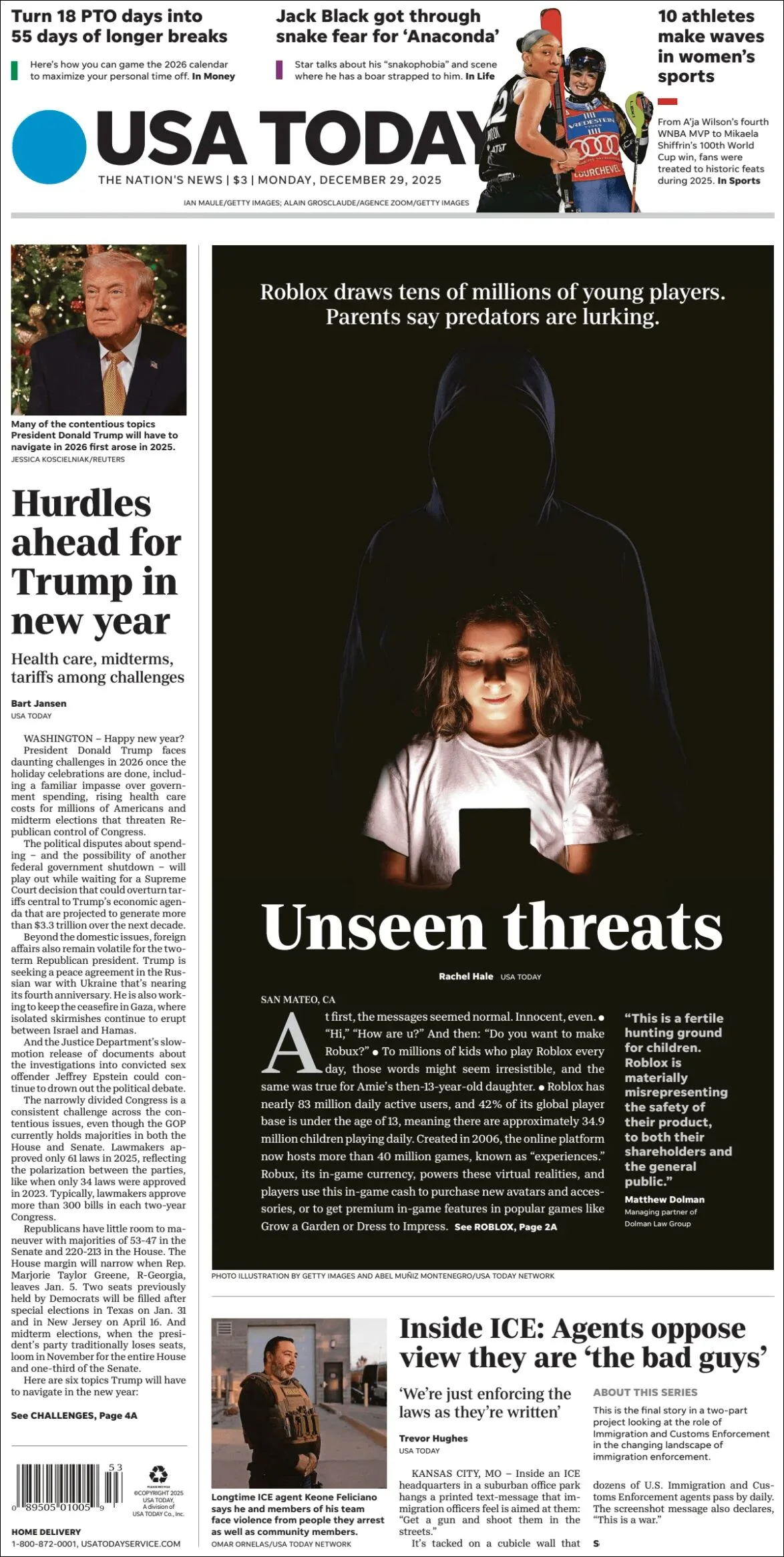 Portada de Usa Today
