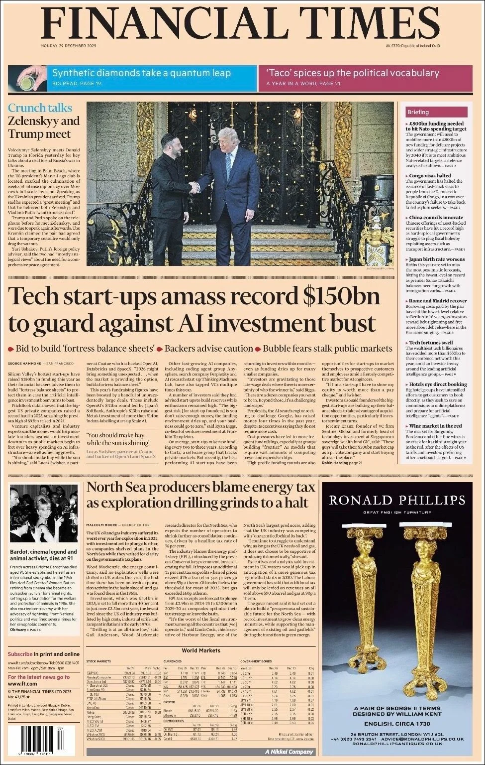 Portada de Financial Times del lunes, 29 de diciembre de 2025