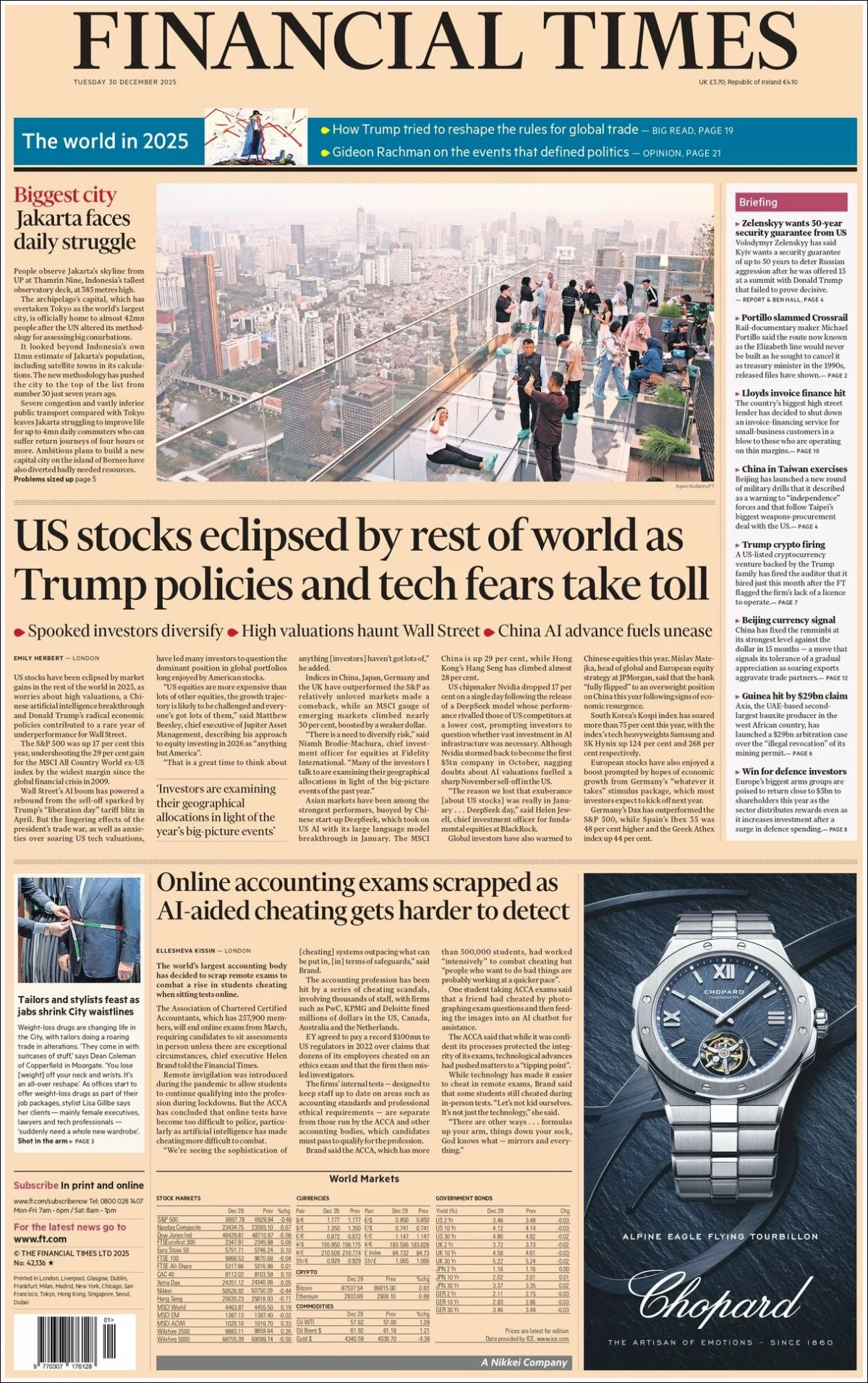 Portada de Financial Times del martes, 30 de diciembre de 2025