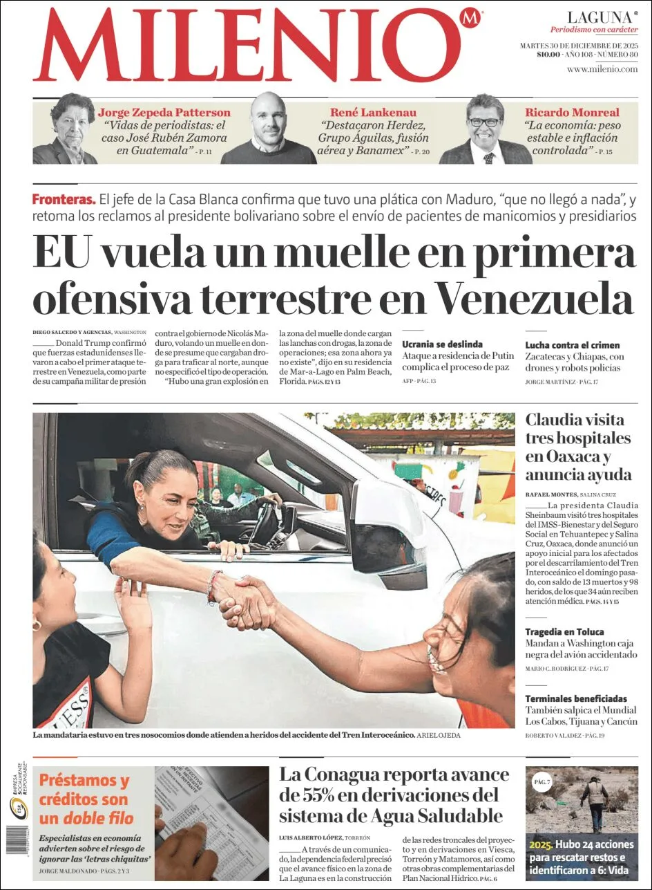 Portada de Milenio Laguna del martes, 30 de diciembre de 2025