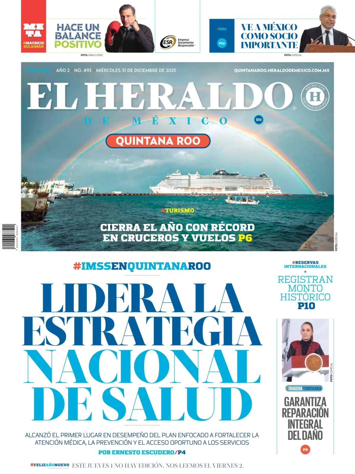 Portada de El Heraldo de Mexico - Quintana Roo