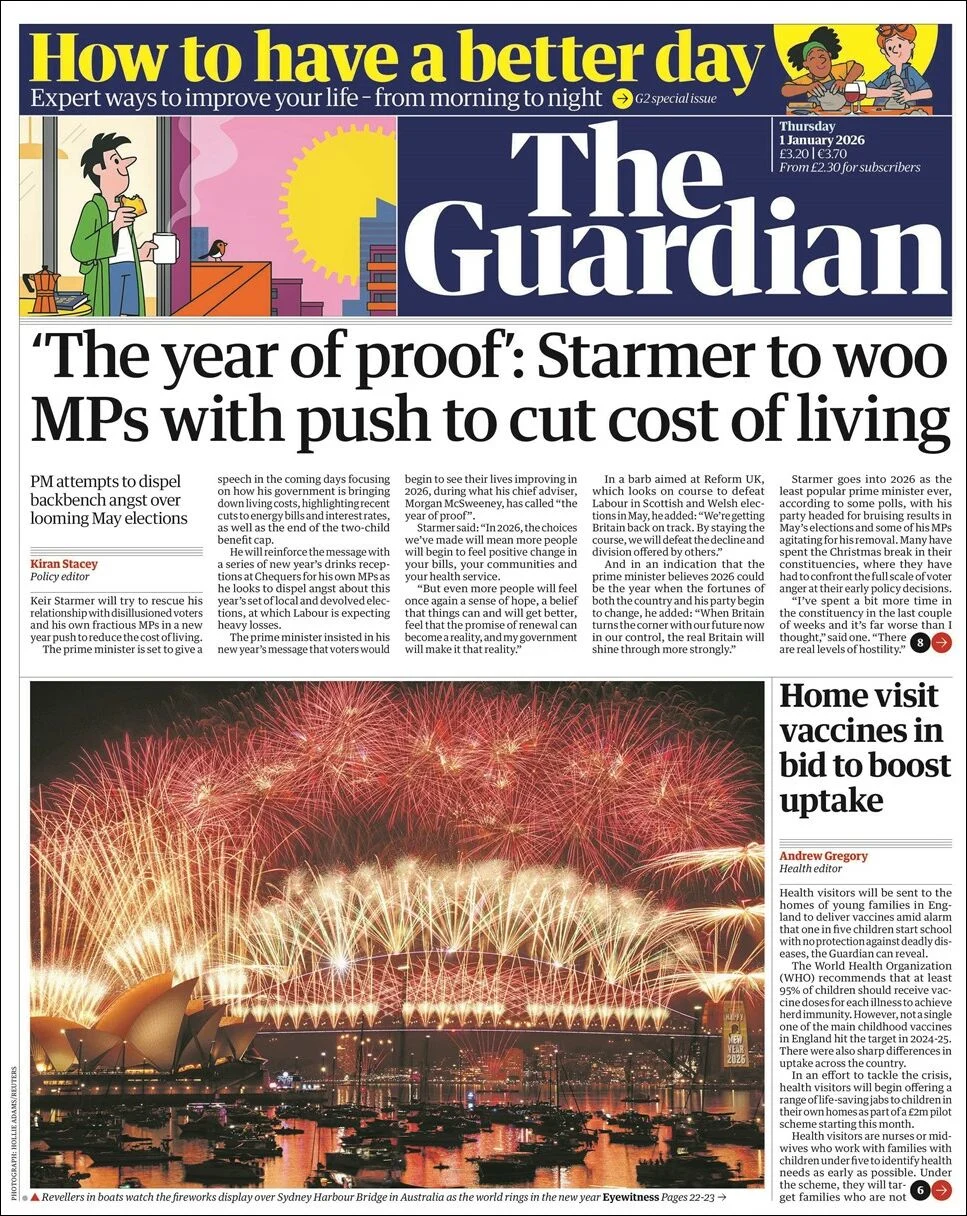 Portada de The Guardian (reino Unido)