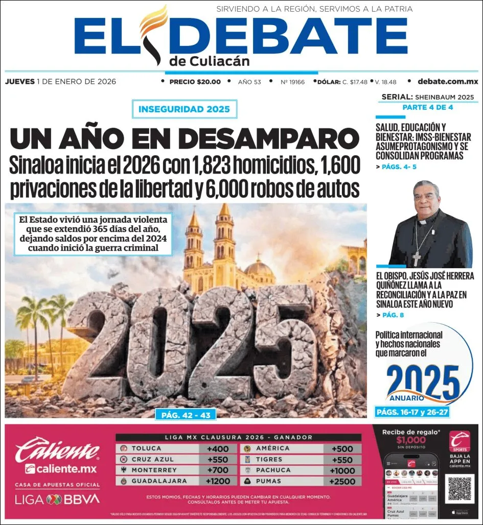 Portada de El Debate de Culiacan