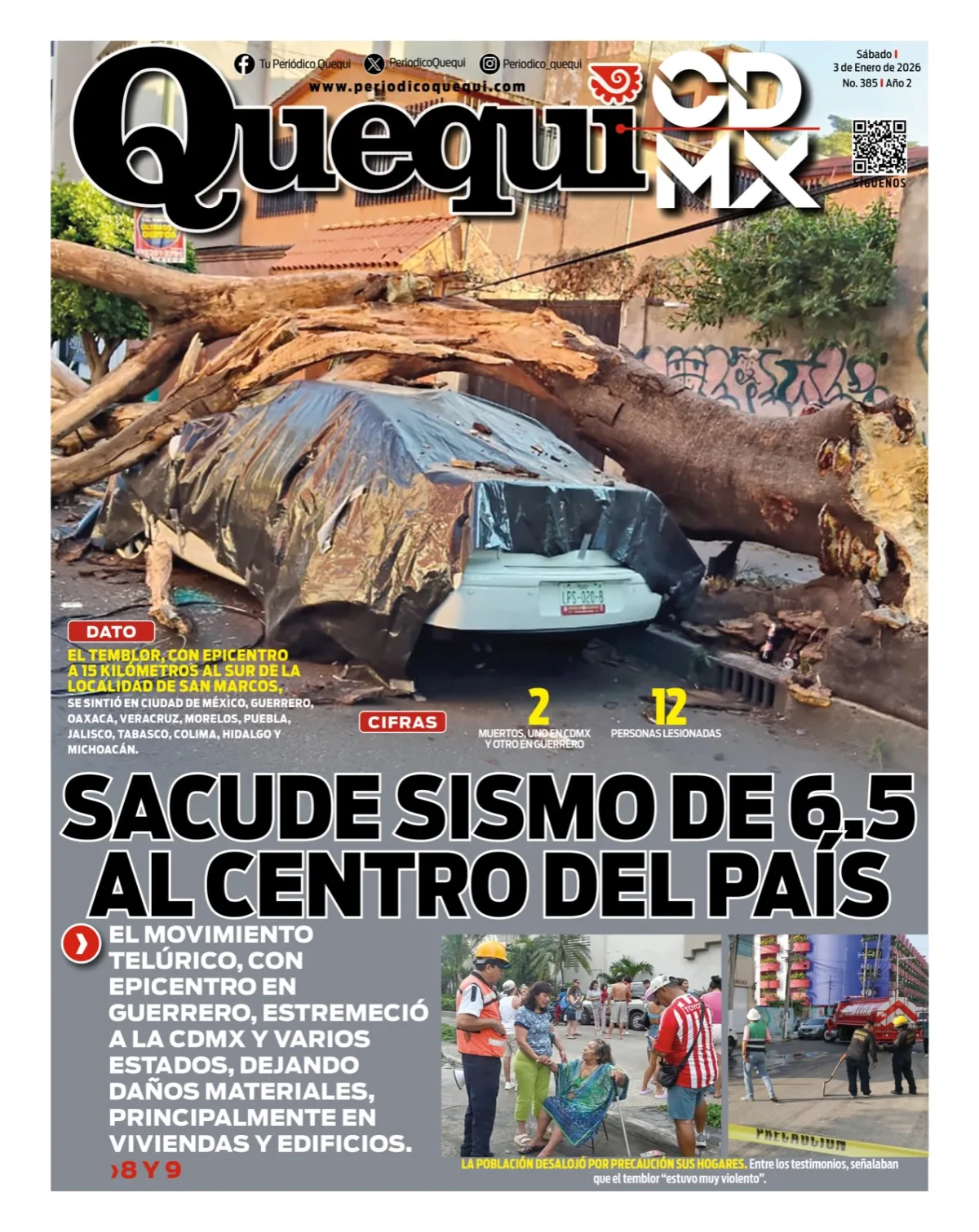 Portada de Quequi CDMX del sábado, 3 de enero de 2026