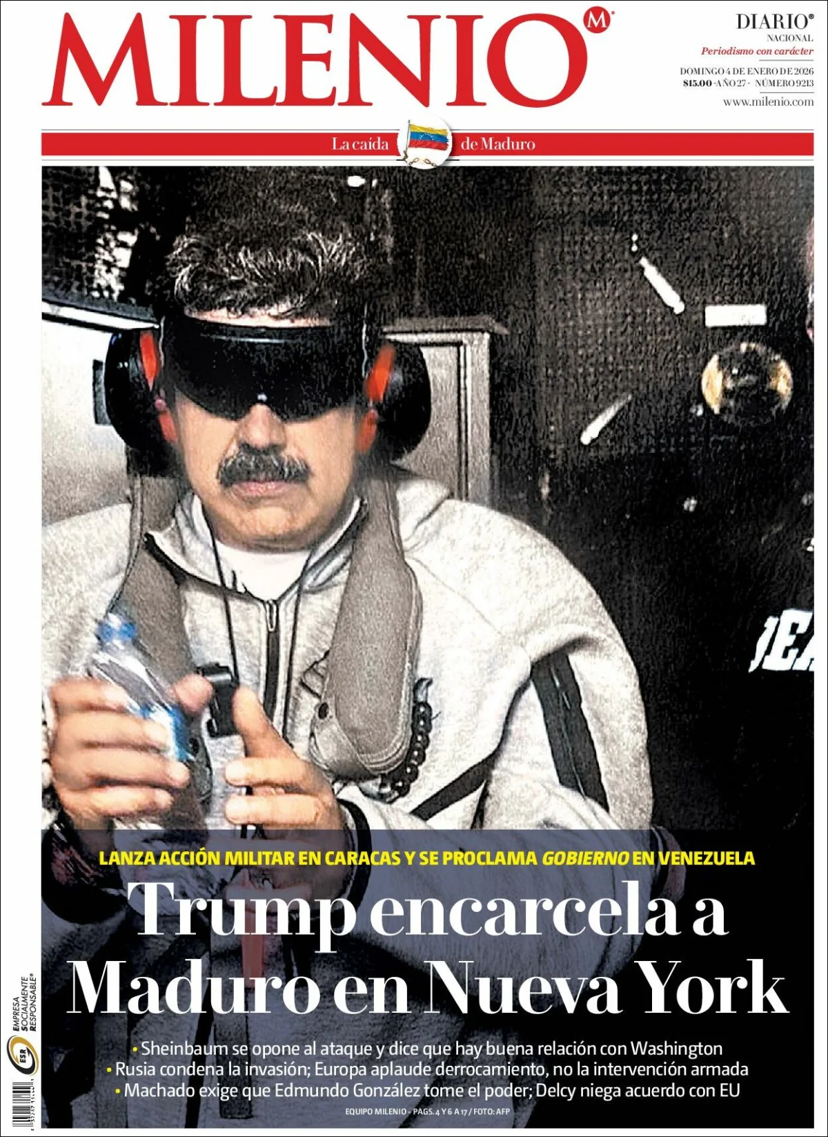 Portada de Milenio del domingo, 4 de enero de 2026