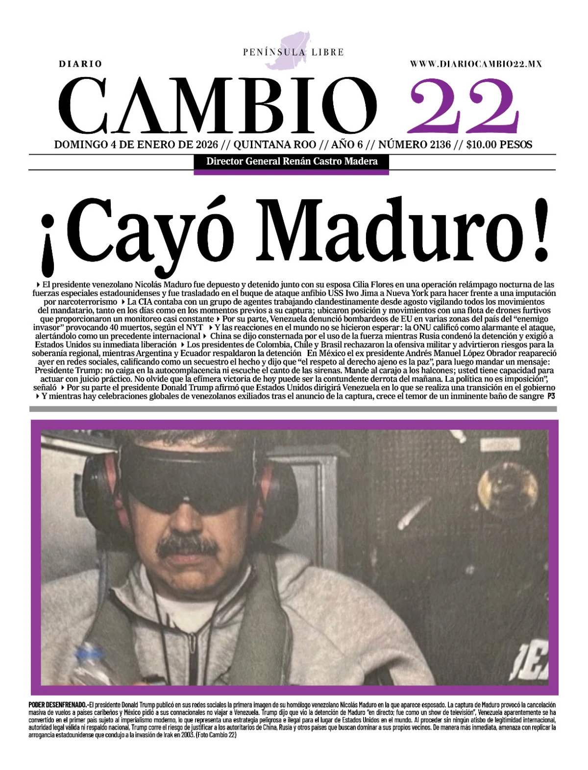 Portada de Diario Cambio 22 (portada)