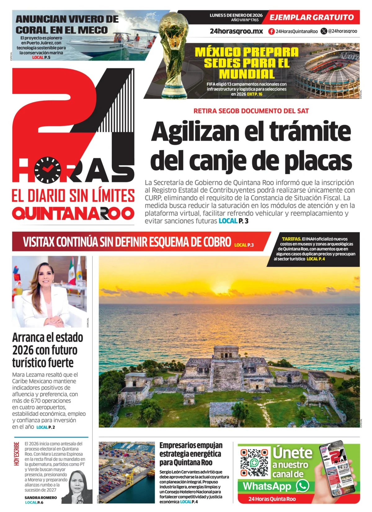 Portada de 24 Horas Quintana Roo