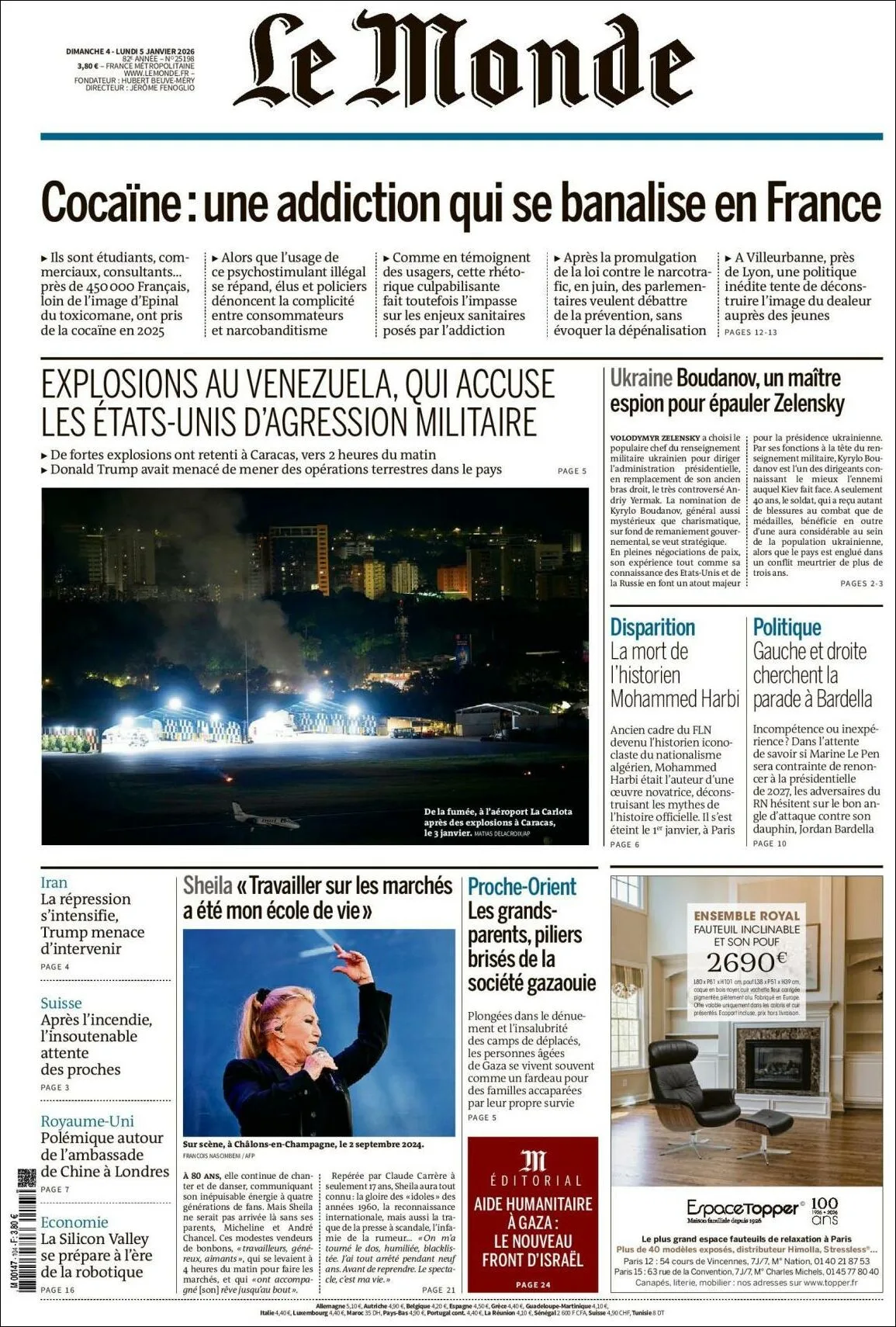 Portada de Le Monde del lunes, 5 de enero de 2026