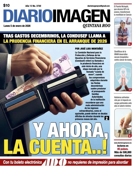 Portada de Diario Imagen Quintana Roo del lunes, 5 de enero de 2026